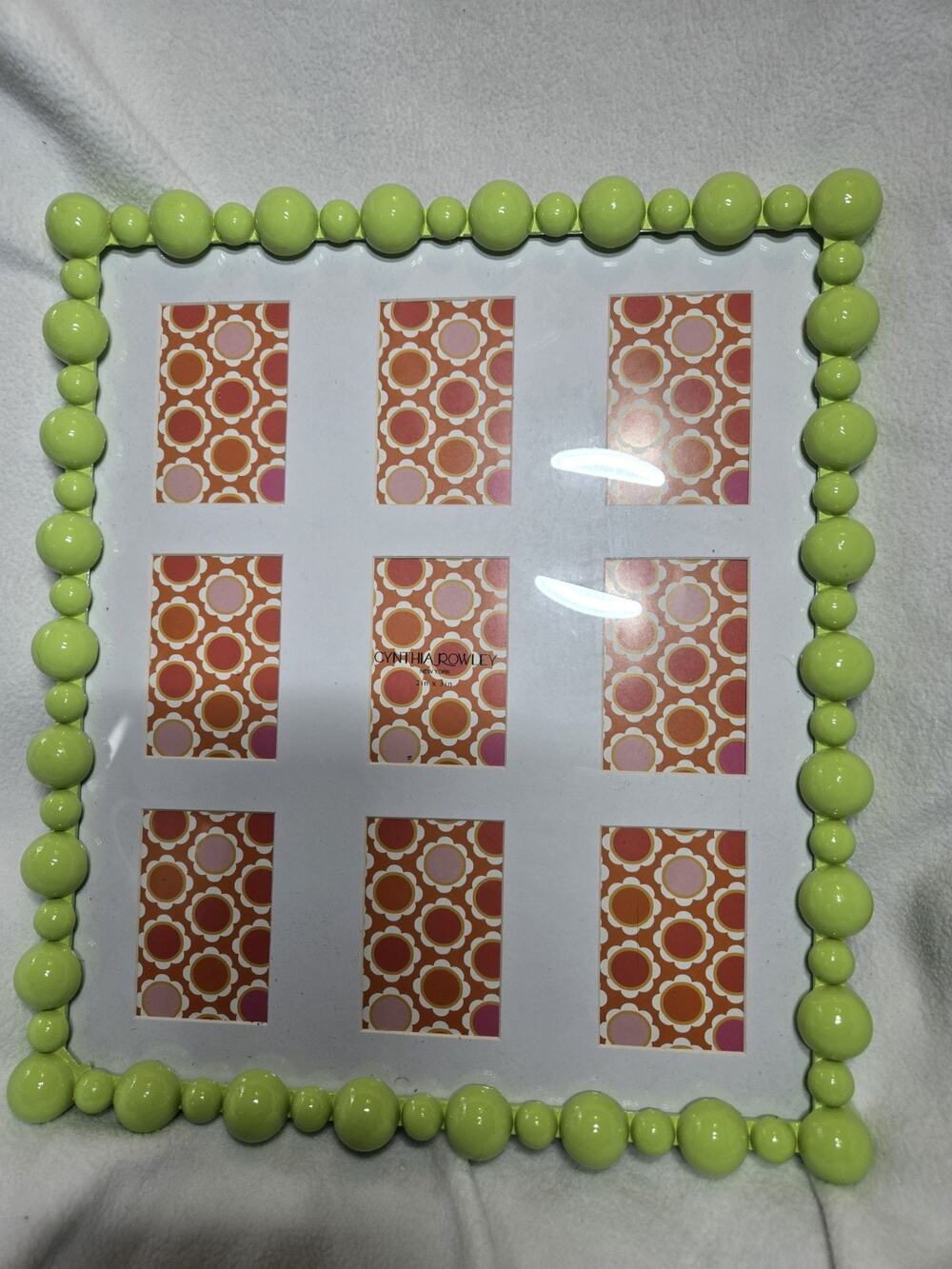 Cynthia Rowley Lime Green Picture Frame Featurine 9 2x3 Cutouts